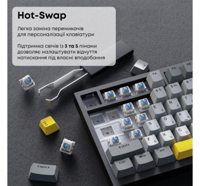Ajazz Клавіатура Ajazz AK820 Sea Salt Switch RGB USB-C UA Black (AK820-SS-BGY)