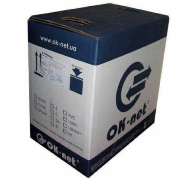 OK-Net Кабель мережевий OK-Net UTP cat.5E 305m негорючий (U/UTP-cat.5E LSFROH) (КПВнг-HF-ВП(350) 4*2*0,51)