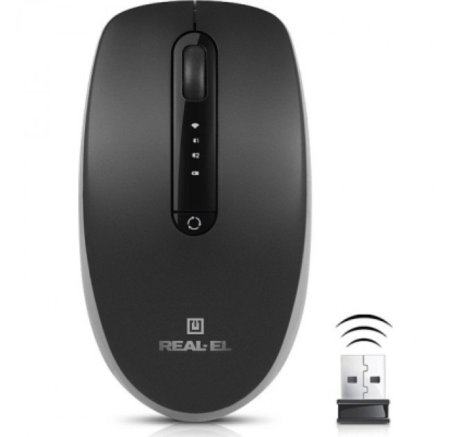 Мишка REAL-EL RM-455W Wireless/Bluetooth Black/Gray (EL123200047)