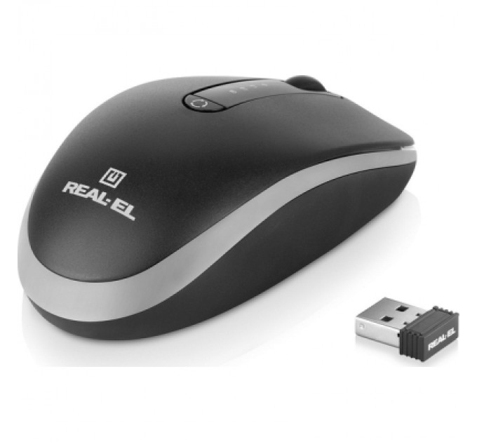 Мишка REAL-EL RM-455W Wireless/Bluetooth Black/Gray (EL123200047)
