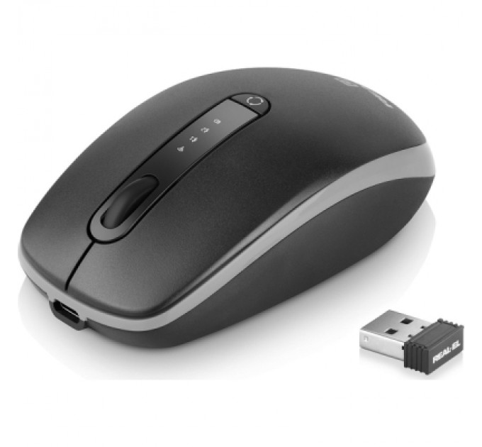 Мишка REAL-EL RM-455W Wireless/Bluetooth Black/Gray (EL123200047)