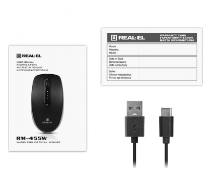 Мишка REAL-EL RM-455W Wireless/Bluetooth Black/Gray (EL123200047)