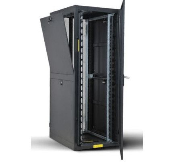 Kingda Шафа напольна Kingda 42U 19" 600x1000, RAL9004, перф. двері, розібрана (KD-002-6042M)