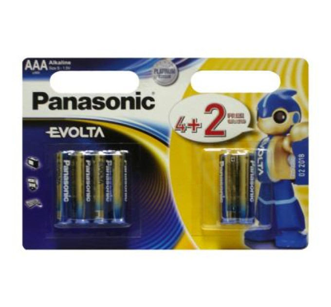 Panasonic Батарейка Panasonic AAA LR03 Evolta * 6(4+2) (LR03EGE/6B2F)
