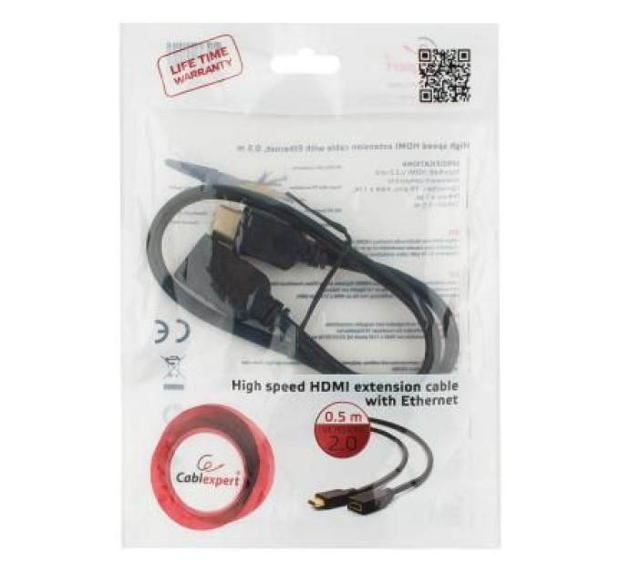 Cablexpert Кабель-подовжувач Cablexpert CC-HDMI4X-0.5M, HDMI v 2.0, 0.5 м