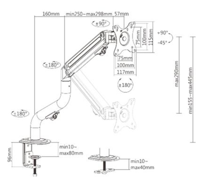 Brateck Кронштейн Brateck LDT71-C012N