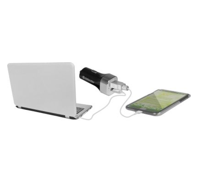 Defender Зарядний пристрій Defender UCG-01 авто, 1 порт USB + TypeC, 5V / 5.4A (83569)