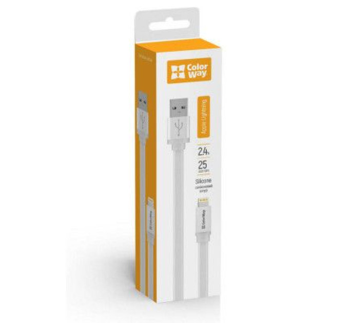 ColorWay Дата кабель USB 2.0 AM to Lightning 0.25m white ColorWay (CW-CBUM-LM25W)