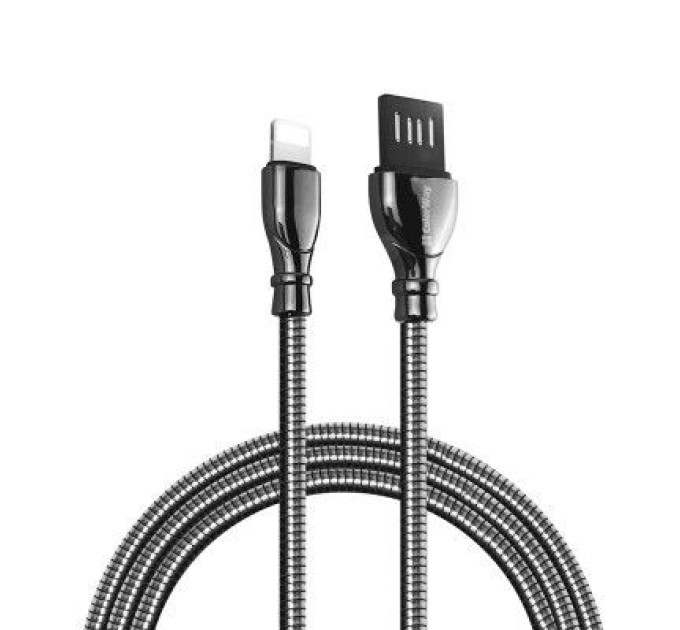 ColorWay Дата кабель USB 2.0 AM to Lightning 1.0m metal spring black ColorWay (CW-CBUL013-BK)