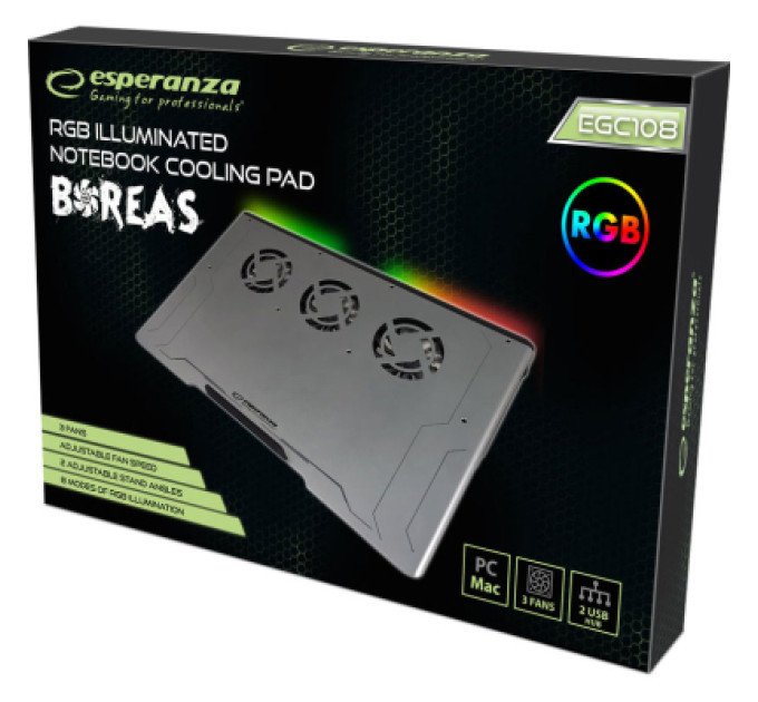 Esperanza Підставка до ноутбука Esperanza EGC108 with RGB Boreas (EGC108)