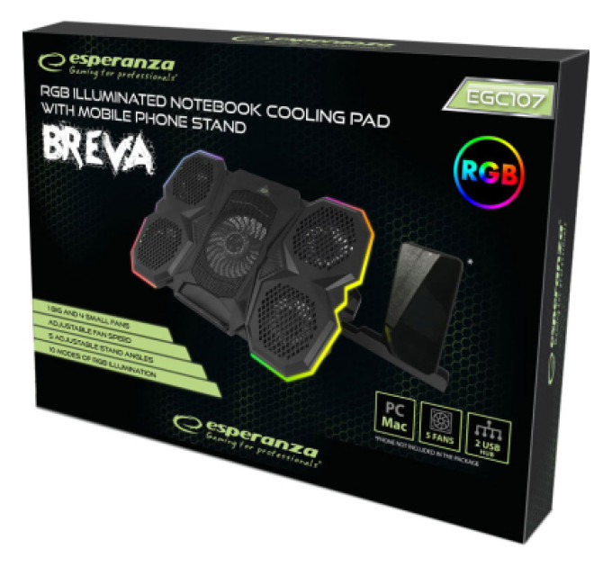 Esperanza Підставка до ноутбука Esperanza EGC107 with RGB Breva + mobile stand (EGC107)