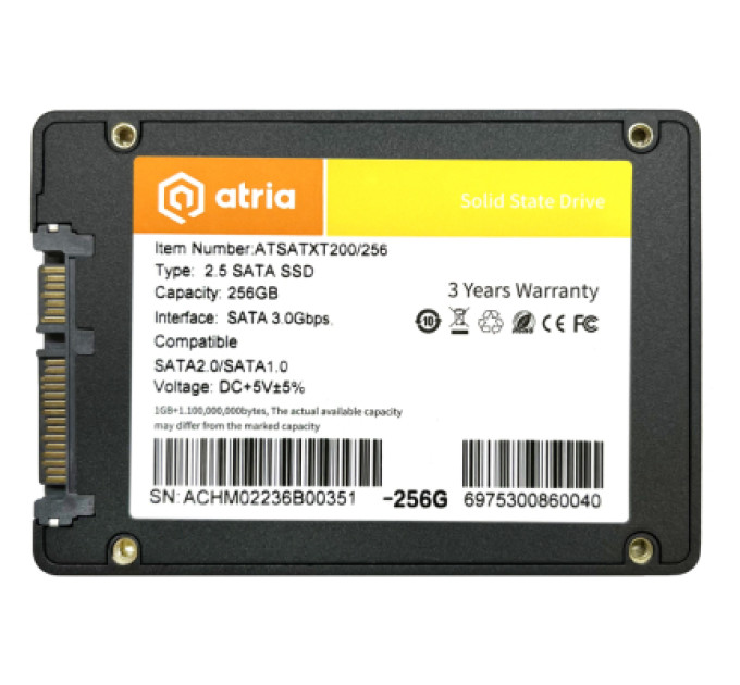 ATRIA Накопичувач SSD 2.5" 256GB XT200 ATRIA (ATSATXT200/256)