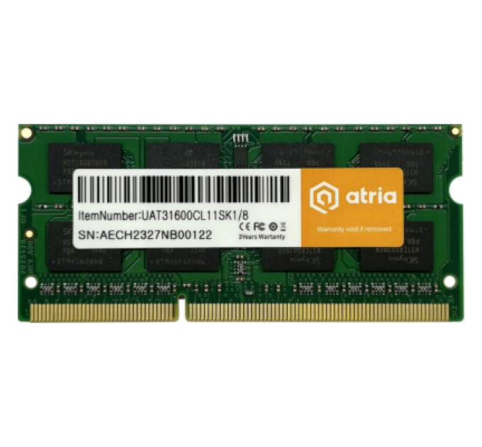 ATRIA Модуль пам'яті для ноутбука SoDIMM DDR3 8GB 1600 MHz ATRIA (UAT31600CL11SK1/8)