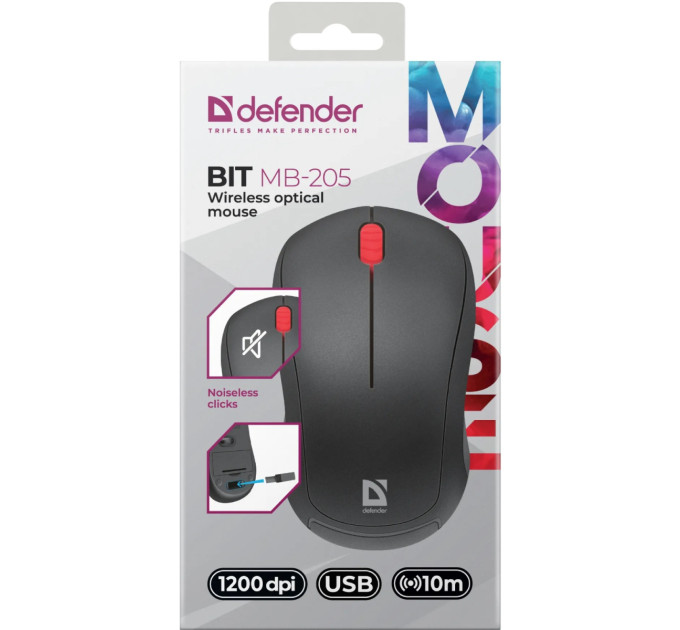 Defender Мишка Defender Bit MB-205 Silent Wireless Black (52205)