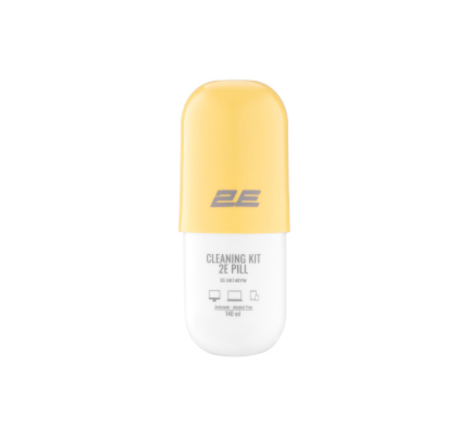 2E Спрей для очищення 2E PILL 140ml for office equipment +Microfibre 20 cm, white-yellow (2E-SK140YW)