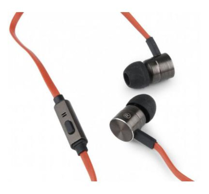 Gmb audio Вакуумні навушники з мікрофоном MHS-EP-LHR, металевий корпус, чорний колір