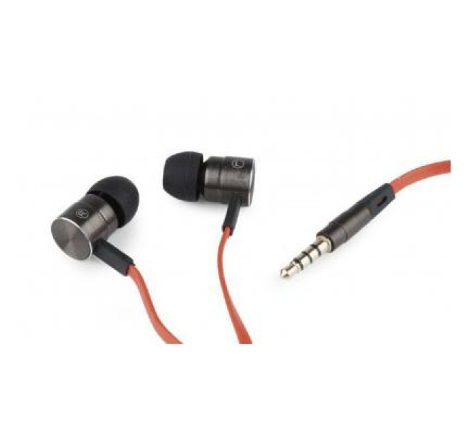 Gmb audio Вакуумні навушники з мікрофоном MHS-EP-LHR, металевий корпус, чорний колір