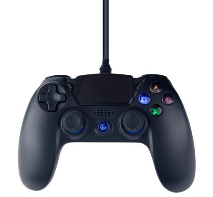 Gembird Дротовий джойстик JPD-PS4U-01 для PS4 / PC, вібрація, LED підсвічування, пластик, чорний