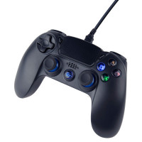 Дротовий джойстик JPD-PS4U-01 для PS4 / PC, вібрація, LED підсвічування, пластик, чорний