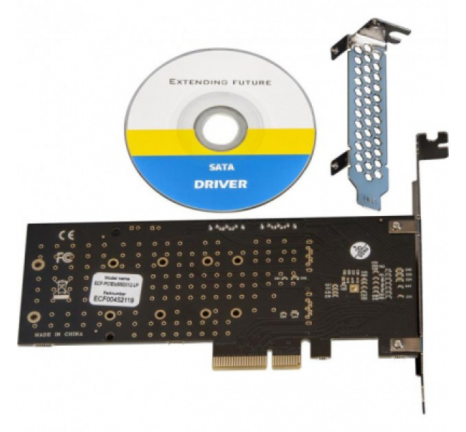 Frime Плата розширення Frime 88SE9215 PCI-E-2хM.2 SATA3+2хSATA3 PCIe (ECF-PCIEtoSSD012.LP)