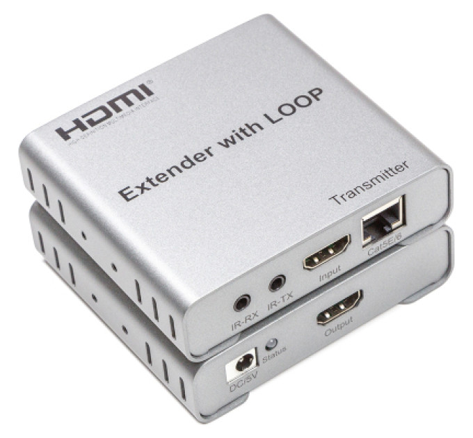 PowerPlant Адаптер HDMI 4K/30hz, up to 100m via CAT5E/6, loop-out (HDES12-LOOP) PowerPlant (CA912964)