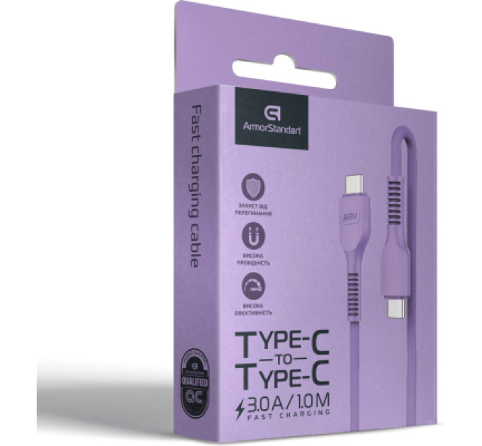 Armorstandart Дата кабель USB-C to USB-C 1.0m AR88 3A purple Armorstandart (ARM65291)
