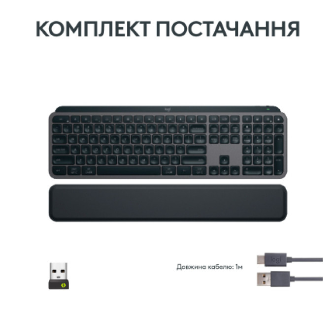 Logitech Клавіатура Logitech MX Keys S Plus Palmrest Wireless UA Graphite (920-011589)