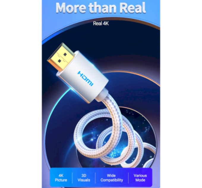 Vention Кабель мультимедійний HDMI to HDMI 15.0m V2.0 4K Silver Metal Type Vention (AABIN)