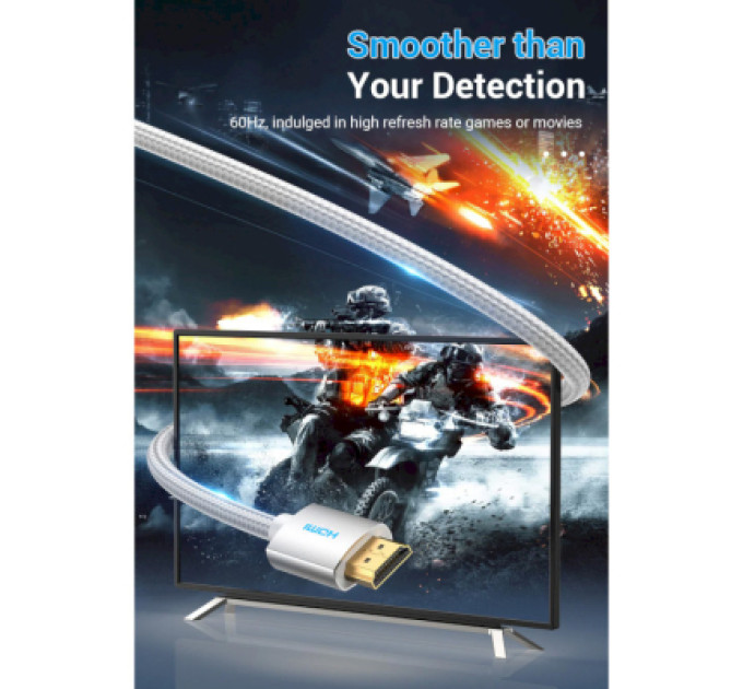Vention Кабель мультимедійний HDMI to HDMI 15.0m V2.0 4K Silver Metal Type Vention (AABIN)