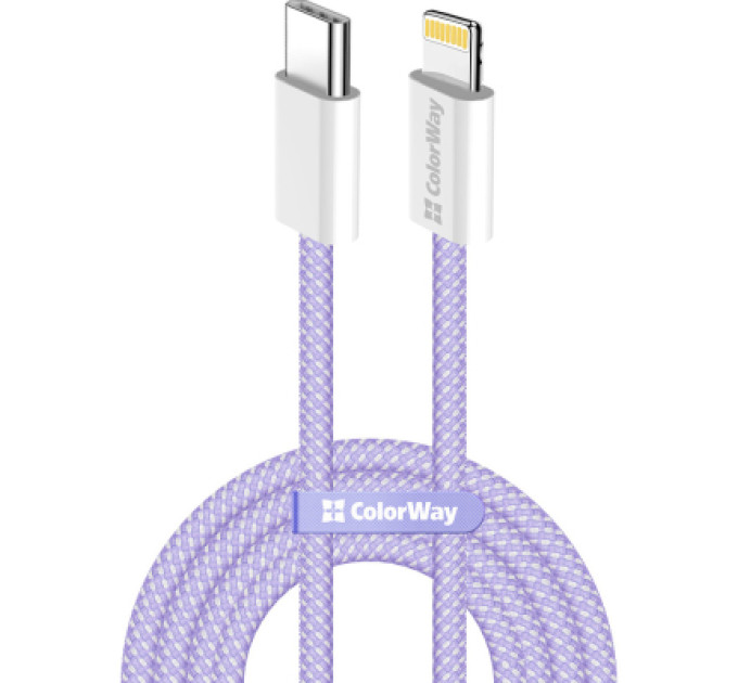 ColorWay Дата кабель USB-C to Lightning 1.0m 27W purple ColorWay (CW-CBPDCL061-PU)