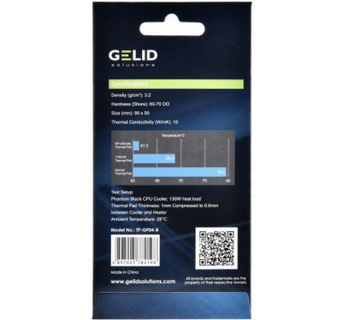 Gelid Solutions Термопрокладка Gelid Solutions GP-Ultimate 90x50x1.0 mm (TP-GP04-B)