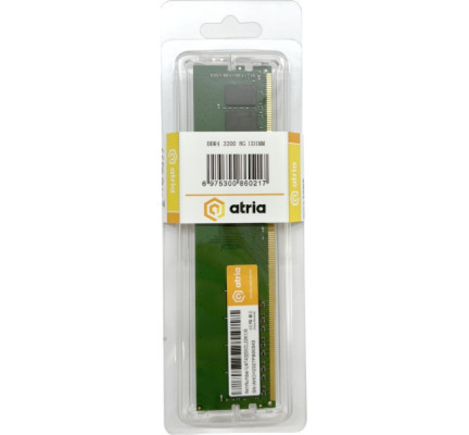 ATRIA Модуль пам'яті для комп'ютера DDR4 8GB 3200 MHz ATRIA (UAT43200CL22K1/8)
