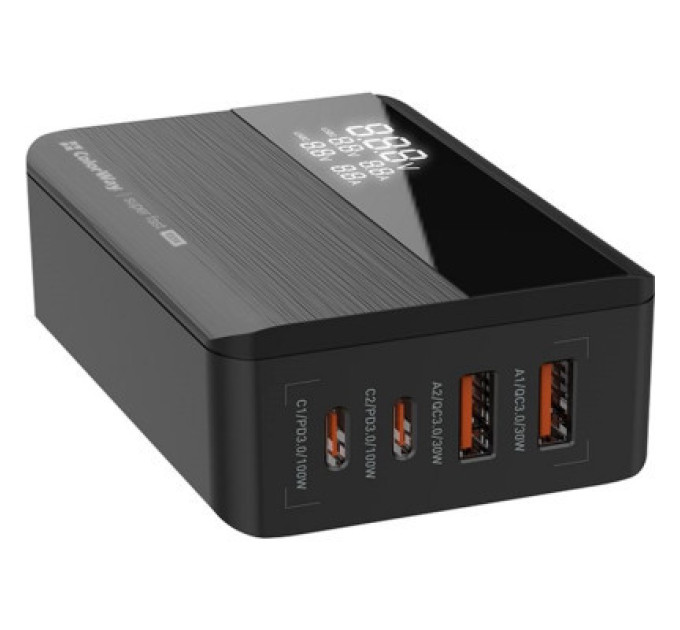 ColorWay Зарядний пристрій ColorWay Power Delivery GaN (2USB-A + 2USB TYPE-C) (100W) black (CW-CHS041PD-BK)
