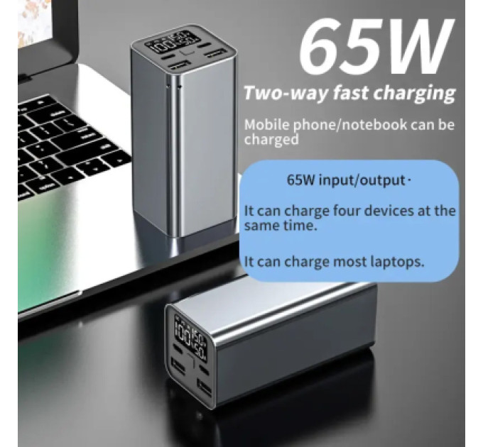 ATRIA Батарея універсальна Atria 20000mAh, 65W, PD2.0, QC (WPD-65)