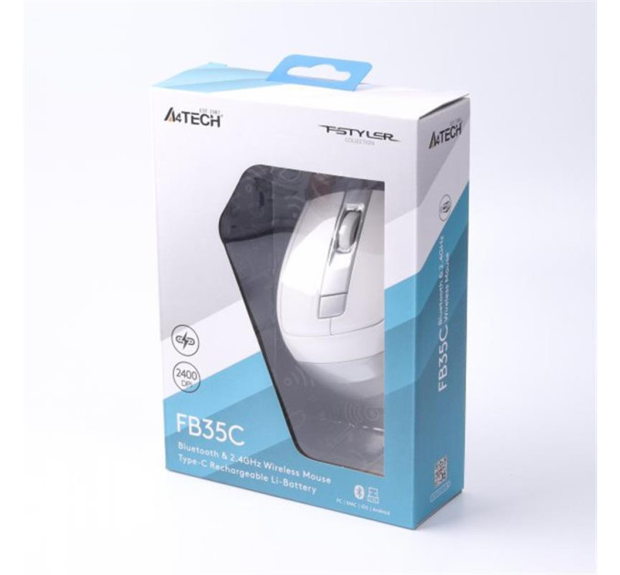 A4Tech Миша бездротова A4Tech Fstyler FB35C (Icy White),  USB, колір крижано-білий