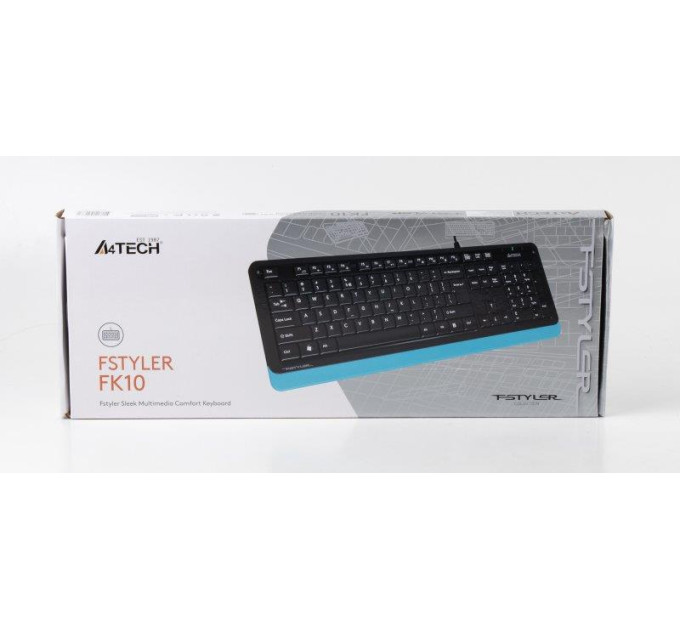 A4Tech Клавіатура A4Tech Fstyler FK10 (Blue) , USB, чорний+ блакитний