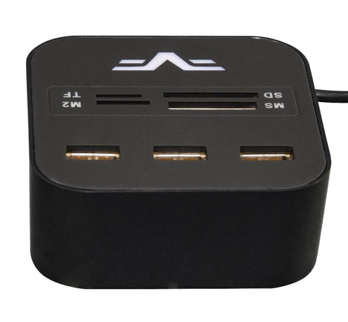 Frime Концентратор USB 2.0 Frime 3хUSB2.0, SD, MS, TF Black (FHC-AllinOne3p2B)