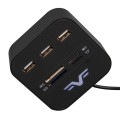 Frime Концентратор USB 2.0 Frime 3хUSB2.0, SD, MS, TF Black (FHC-AllinOne3p2B)