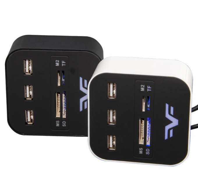 Frime Концентратор USB 2.0 Frime 3хUSB2.0, SD, MS, TF Black (FHC-AllinOne3p2B)