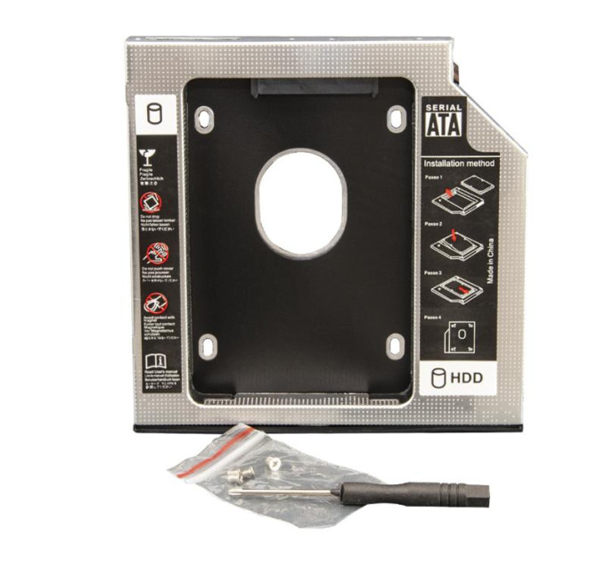 Frime Переходник Frime для установки 2.5" SSD/HDD в отсек привода 12.7мм Black/Silver (FHDC127M)