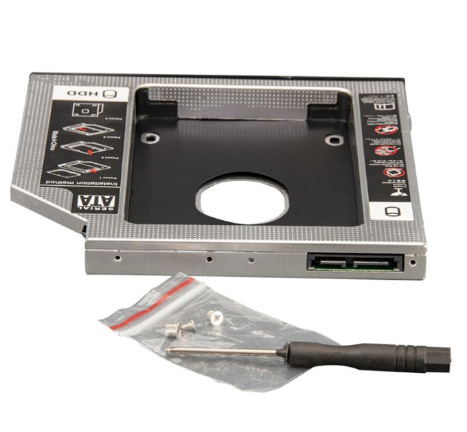 Frime Переходник Frime для установки 2.5" SSD/HDD в отсек привода 12.7мм Black/Silver (FHDC127M)