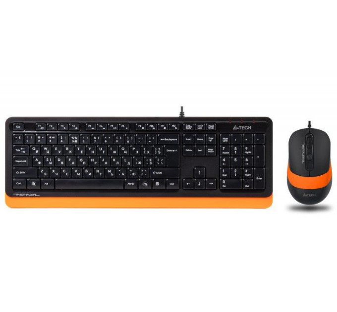 A4Tech A4Tech Fstyler F1010, комплект дротовий клавіатура з мишою, USB, чорний+помаранчевий колір