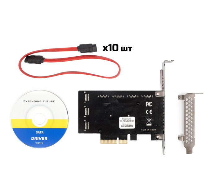 Frime Контролер Frime (ECF-PCIEto10SATAIII001) PCI-Ex4-10xSata III, ASM1166+JMB575