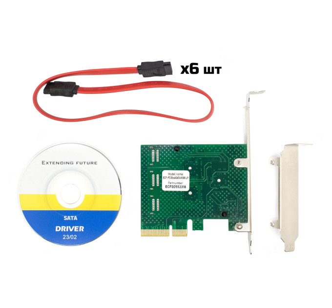 Frime Контролер Frime (ECF-PCIEto6SATAIII001.LP) PCI-Ex4-6xSata III, ASM1062+ASM1092