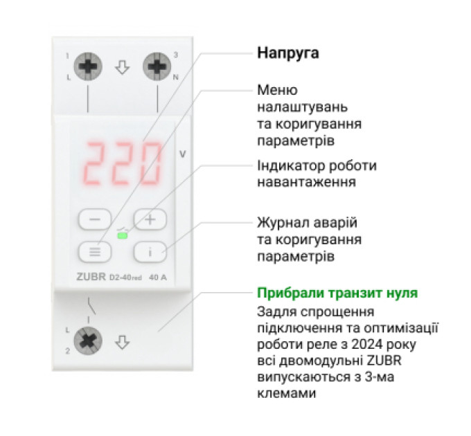 ZUBR Реле напруги ZUBR D2-50 red (4820120221729)