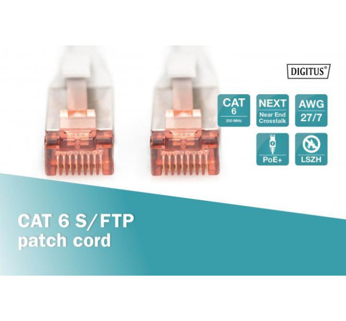 Assmann Патч-корд DIGITUS CAT 6 S-FTP, 15м, AWG 27/7, LSZH, сірий DK-1644-150