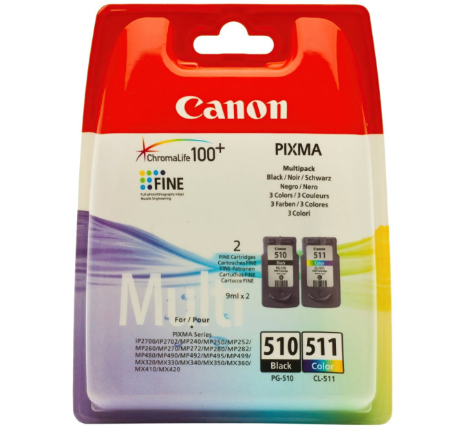 Canon Картридж CANON (PG-510/CL-511) Pixma MP240/250/260/270/272/280/MX320/330 Multipack (2970B010)