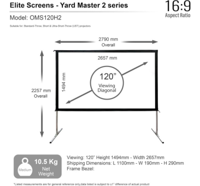 Elite Screens Проекційний екран Elite Screens OMS120H2