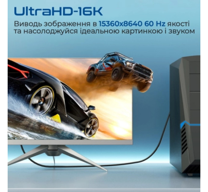 Promate Кабель мультимедійний DisplayPort to DisplayPort v.2.0 dplink-16k.black Promate (dplink-16k.black)