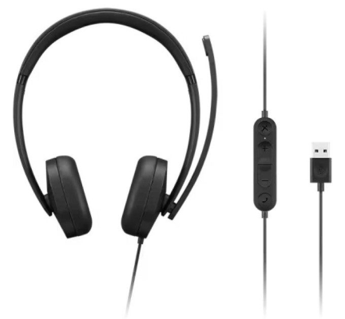 LENOVO Навушники Lenovo USB-A Wired Stereo Headset Gen 2 Black (4XD1P83425)